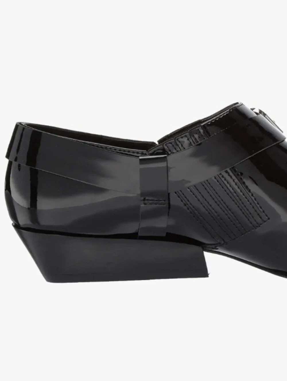 Calvin Klein Black Patent Pointed Toe Strap Shoe Shiny New W/out Box